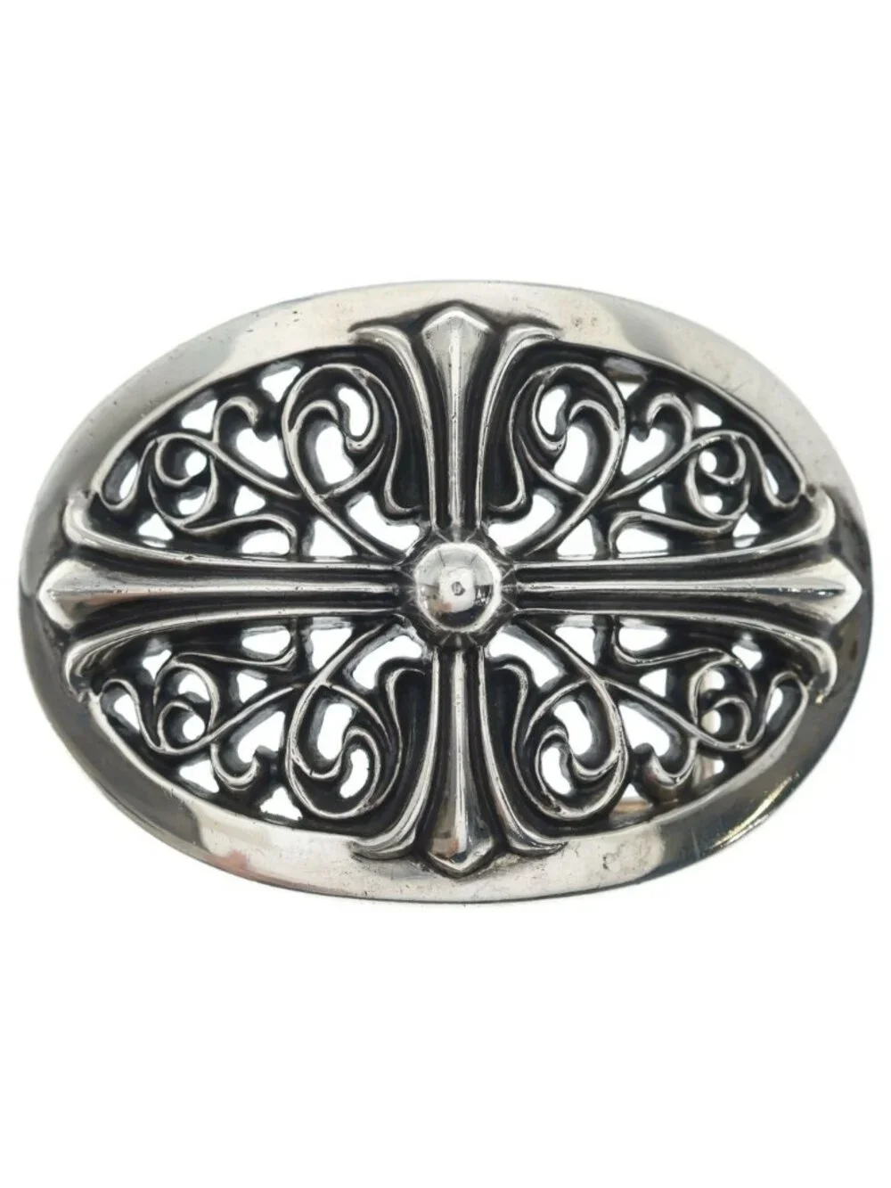 Chrome Hearts Oval Cross Buckle Silver Belt